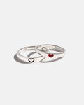 Bruce & Co Adjustable Heart Ring Set, 2 Pieces, Silver-Plated Steel