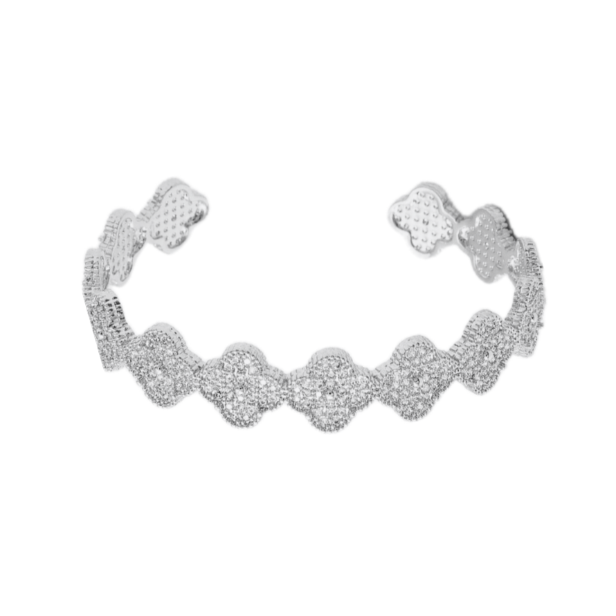Bruce & Co Pave Clover Open Cuff Bracelet