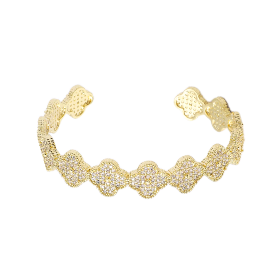 Bruce & Co Pave Clover Open Cuff Bracelet