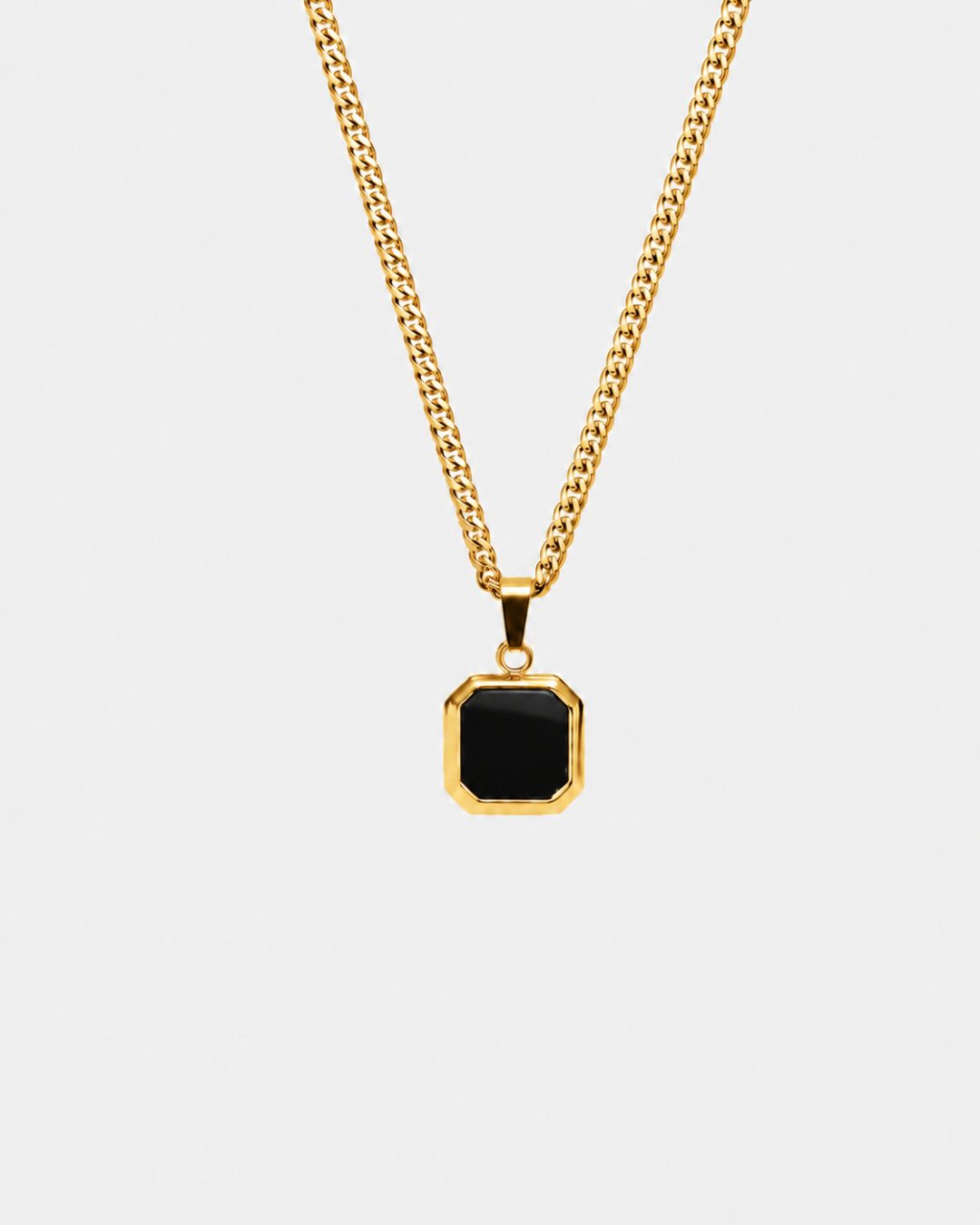 Bruce & Co Men’s Black Inlay Pendant Necklace, 14K Gold-Plated Steel