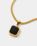 Bruce & Co Men’s Black Inlay Pendant Necklace, 14K Gold-Plated Steel