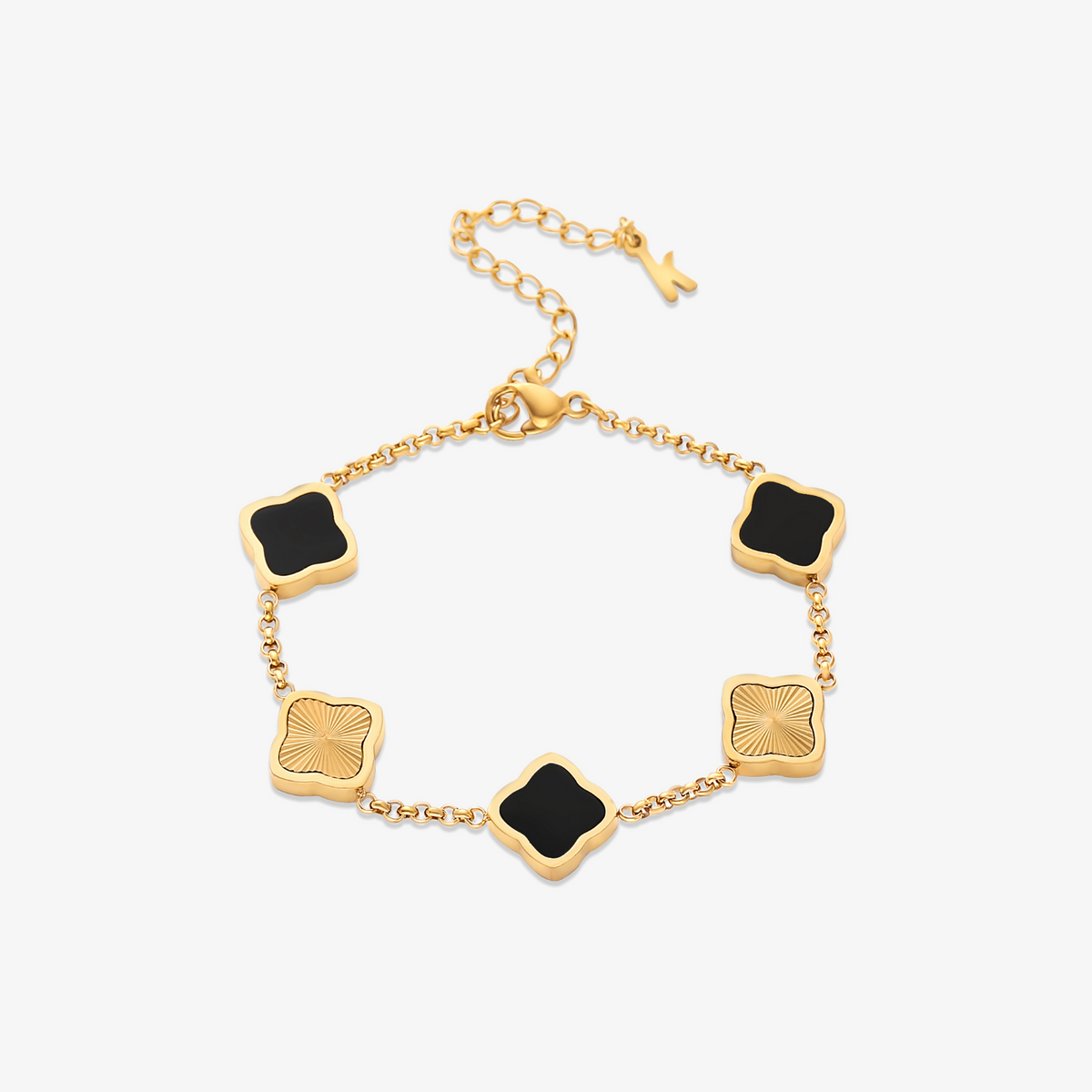 Bruce & Co Golden Clover – Five Quatrefoil Chain Bracelet