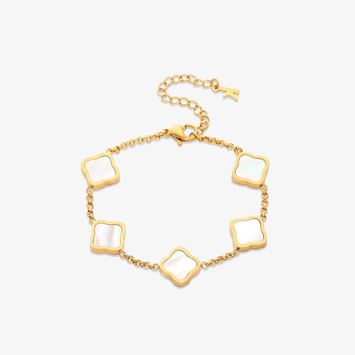 Bruce & Co Golden Clover – Five Quatrefoil Chain Bracelet