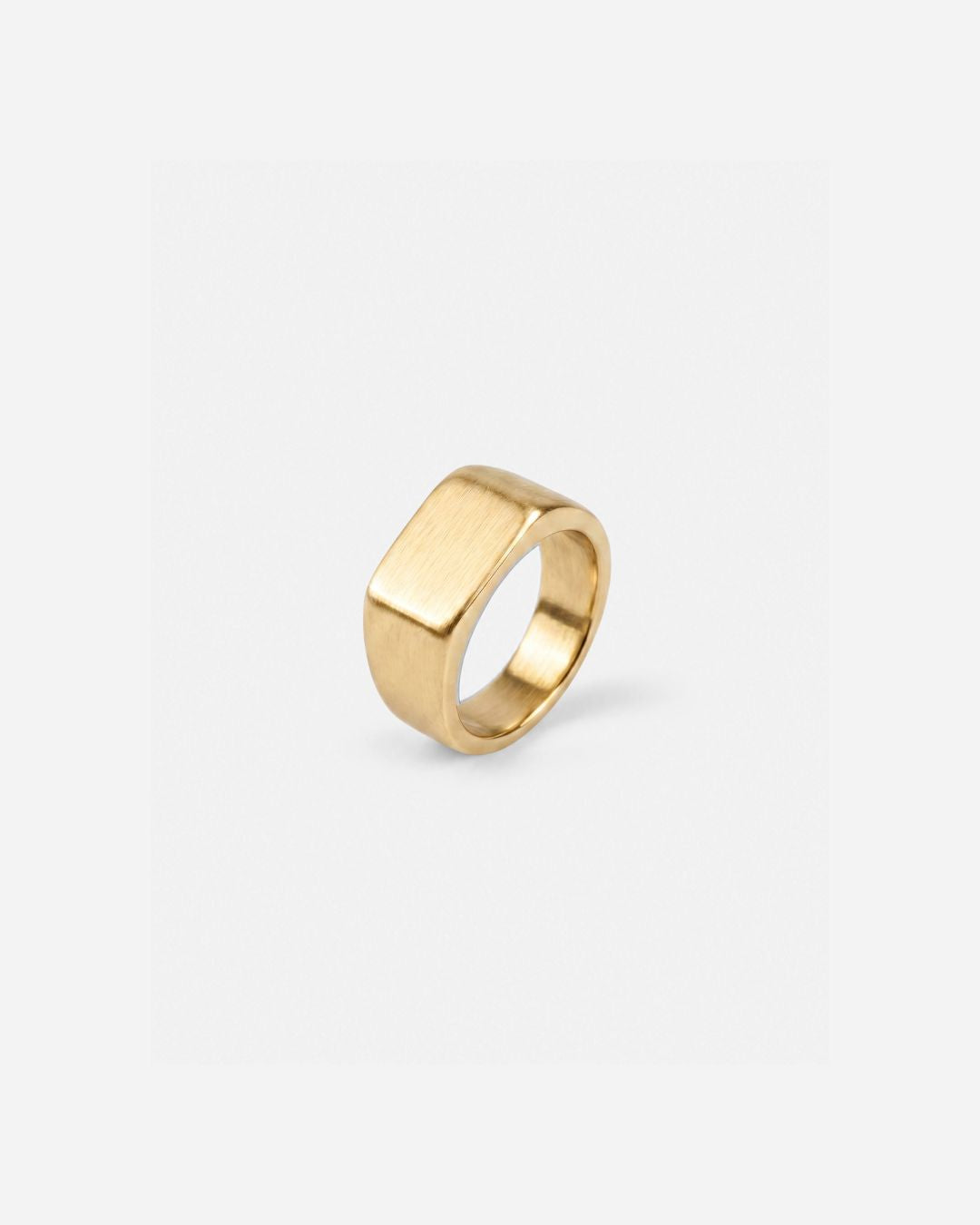 Bruce & Co Brushed Rectangular Signet Ring, Gold-Tone Stainless Steel