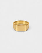 Bruce & Co Brushed Rectangular Signet Ring, Gold-Tone Stainless Steel