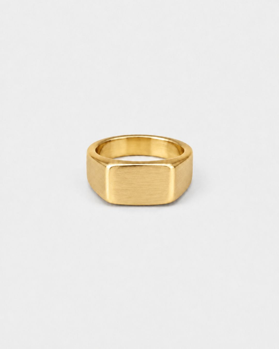 Bruce & Co Brushed Rectangular Signet Ring, Gold-Tone Stainless Steel