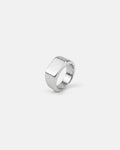 Bruce & Co Brushed Rectangular Signet Ring, Silver-Tone Stainless Steel