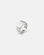 Bruce & Co Brushed Rectangular Signet Ring, Silver-Tone Stainless Steel