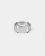 Bruce & Co Brushed Rectangular Signet Ring, Silver-Tone Stainless Steel