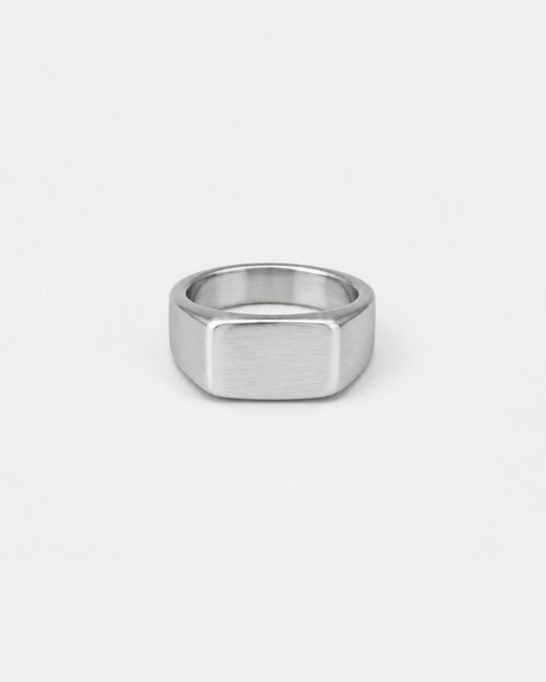 Bruce & Co Brushed Rectangular Signet Ring, Silver-Tone Stainless Steel