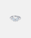 Bruce & Co Blue Butterfly Adjustable Ring, 925 Sterling Silver