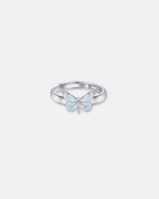 Bruce & Co Blue Butterfly Adjustable Ring, 925 Sterling Silver