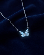Bruce & Co Blue Butterfly Pendant Necklace, 925 Sterling Silver