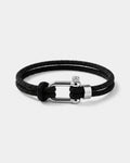 Bruce & Co Men’s Black Braided Nylon Rope Bracelet with Steel Shackle