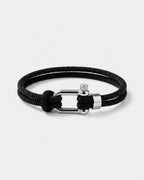 Bruce & Co Men’s Black Braided Nylon Rope Bracelet with Steel Shackle