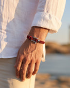 Bruce & Co Men’s Burgundy Braided Nylon Rope Bracelet with Steel Shackle