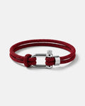 Bruce & Co Men’s Burgundy Braided Nylon Rope Bracelet with Steel Shackle