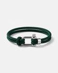 Bruce & Co Men’s Forest Green Braided Nylon Rope Bracelet with Steel Shackle