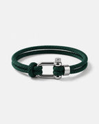 Bruce & Co Men’s Forest Green Braided Nylon Rope Bracelet with Steel Shackle