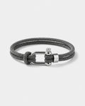 Bruce & Co Men’s Grey Braided Nylon Rope Bracelet with Steel Shackle