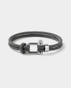 Bruce & Co Men’s Grey Braided Nylon Rope Bracelet with Steel Shackle