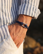 Bruce & Co Men’s Navy Braided Nylon Rope Bracelet with Steel Shackle