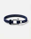 Bruce & Co Men’s Navy Braided Nylon Rope Bracelet with Steel Shackle