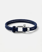 Bruce & Co Men’s Navy Braided Nylon Rope Bracelet with Steel Shackle