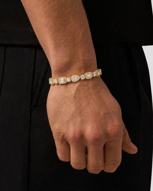 Bruce & Co Celeste – Clear Mixed-Cut Zirconia Tennis Bracelet, 8 mm, Gold-Tone