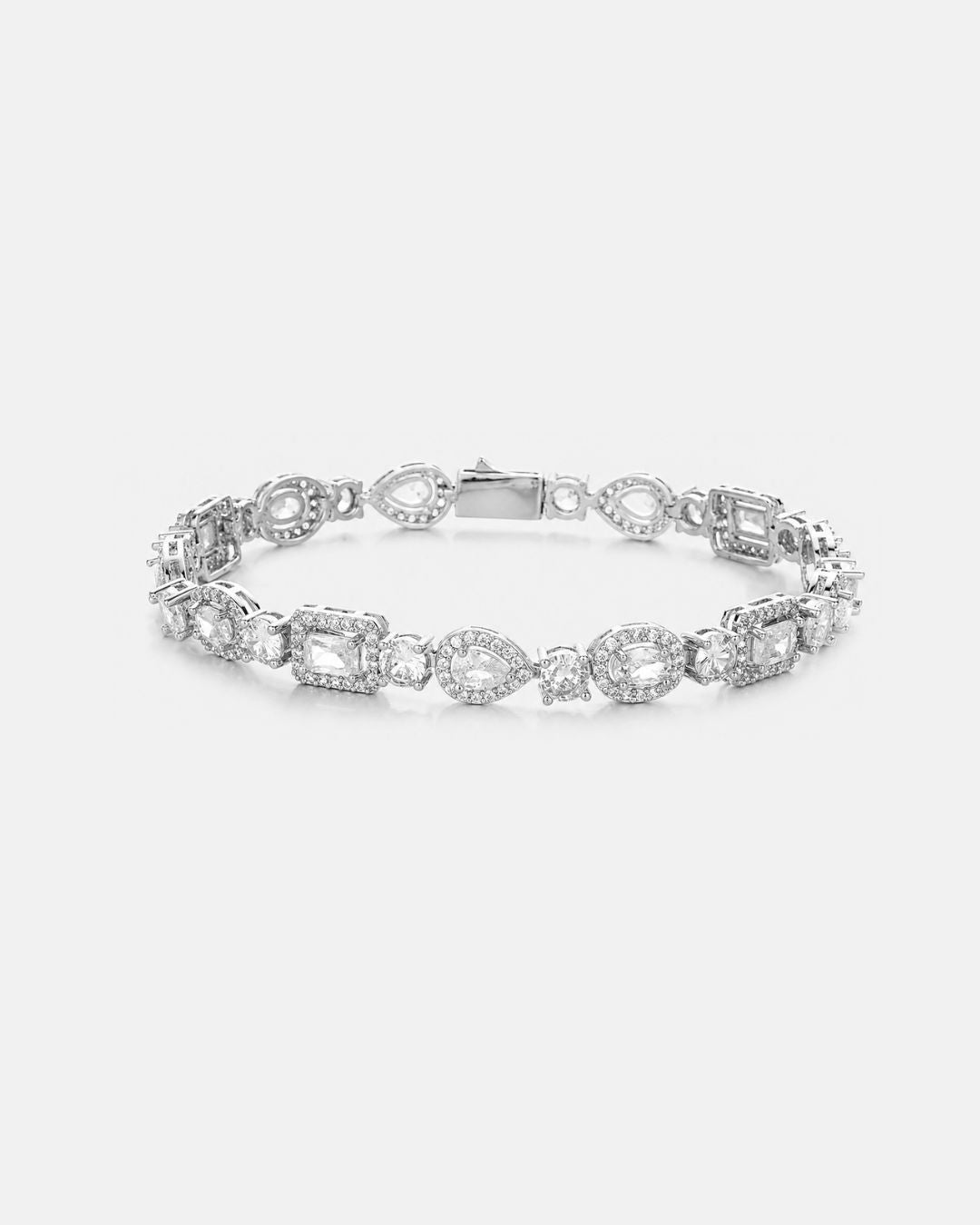 Bruce & Co Celeste – Clear Mixed-Cut Zirconia Tennis Bracelet, 8 mm, Silver-Tone