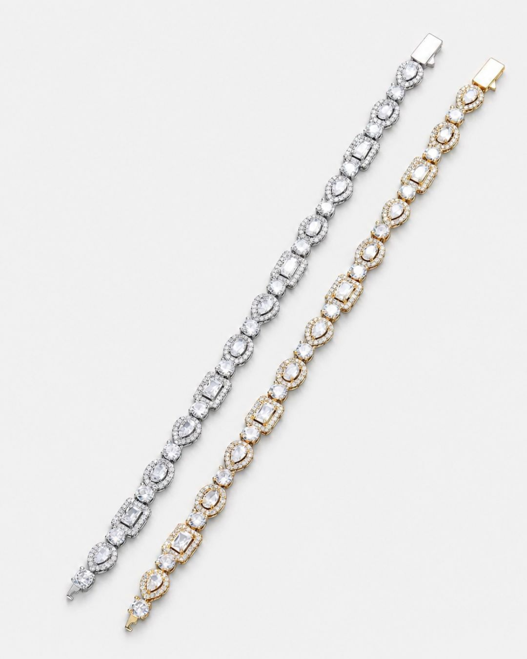 Bruce & Co Celeste – Clear Mixed-Cut Zirconia Tennis Bracelet, 8 mm, Silver-Tone