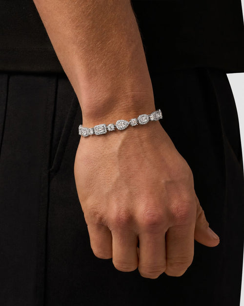 Bruce & Co Celeste – Clear Mixed-Cut Zirconia Tennis Bracelet, 8 mm, Silver-Tone