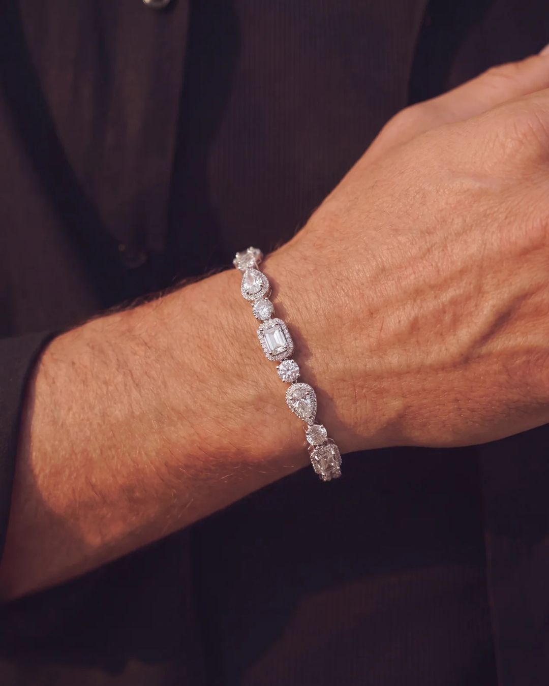 Bruce & Co Celeste – Clear Mixed-Cut Zirconia Tennis Bracelet, 8 mm, Silver-Tone