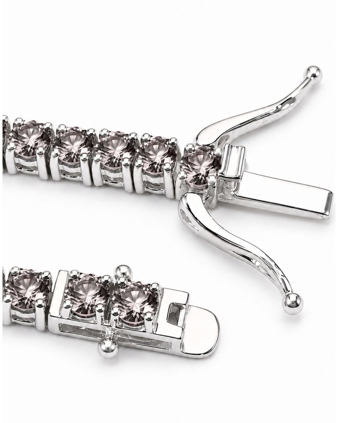Bruce & Co Men’s Grey Moissanite Tennis Bracelet, 4 mm, 925 Sterling Silver