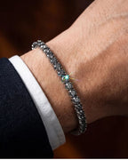 Bruce & Co Men’s Grey Moissanite Tennis Bracelet, 4 mm, 925 Sterling Silver