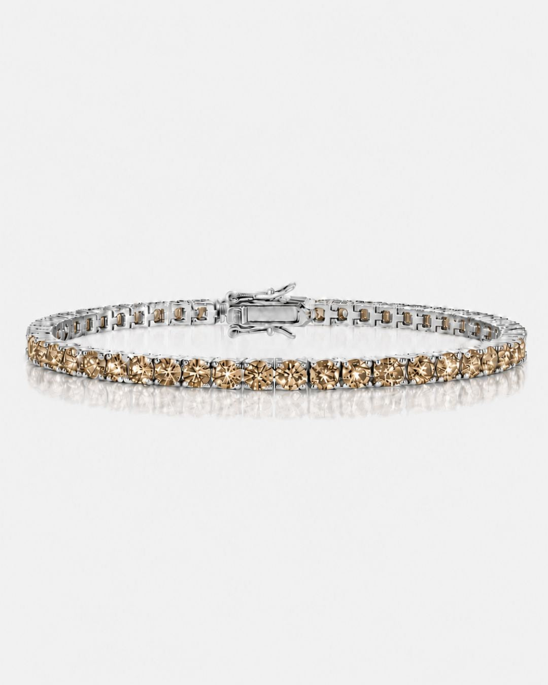 Bruce & Co Men’s Champagne Moissanite Tennis Bracelet, 4 mm, 925 Sterling Silver