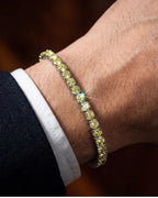 Bruce & Co Men’s Champagne Moissanite Tennis Bracelet, 4 mm, 925 Sterling Silver