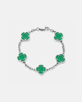 Bruce & Co Green Clover Charm Bracelet, Silver-Plated Stainless Steel