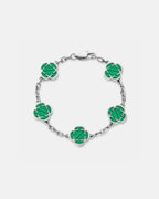 Bruce & Co Green Clover Charm Bracelet, Silver-Plated Stainless Steel