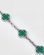 Bruce & Co Green Clover Charm Bracelet, Silver-Plated Stainless Steel