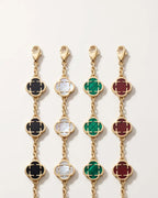 Bruce & Co Pearl-White Clover Charm Bracelet, Gold-Plated Stainless Steel