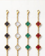 Bruce & Co Black Clover Charm Bracelet, Gold-Plated Stainless Steel