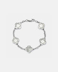Bruce & Co Pearl-White Clover Charm Bracelet, Silver-Plated Stainless Steel
