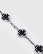 Bruce & Co Black Clover Charm Bracelet, Silver-Plated Stainless Steel
