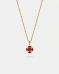 Bruce & Co Burgundy Red Clover Pendant Necklace, Gold-Plated Steel