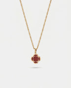 Bruce & Co Burgundy Red Clover Pendant Necklace, Gold-Plated Steel