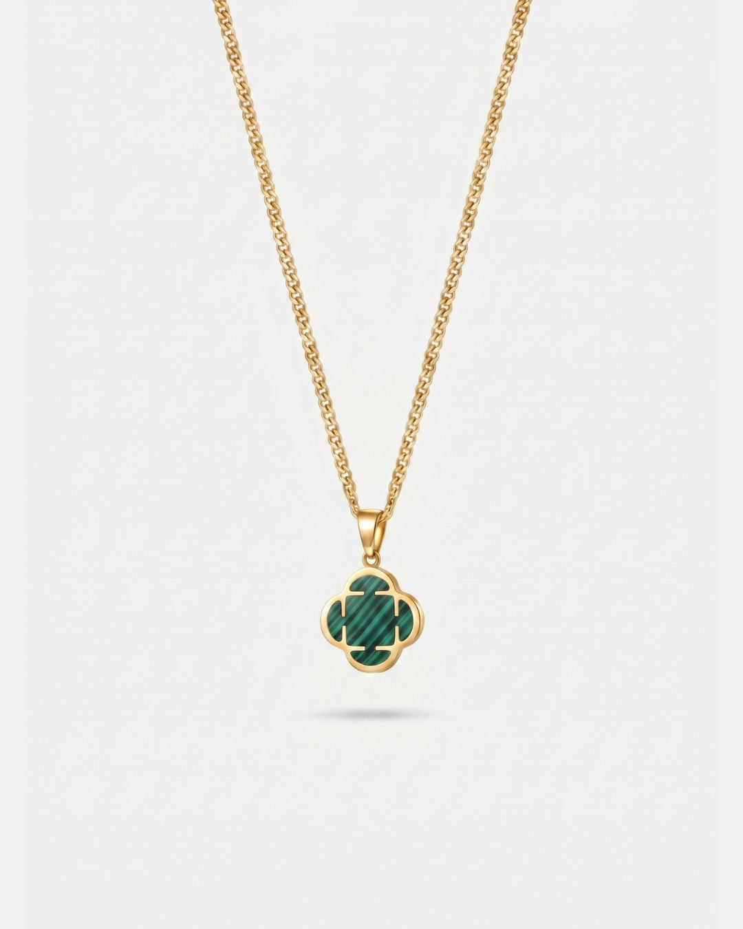 Bruce & Co Green Clover Pendant Necklace, Gold-Plated Steel