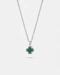 Bruce & Co Green Clover Pendant Necklace, Silver-Plated Steel