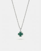 Bruce & Co Green Clover Pendant Necklace, Silver-Plated Steel