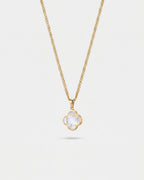 Bruce & Co Pearlescent White Clover Pendant Necklace, Gold-Plated Steel